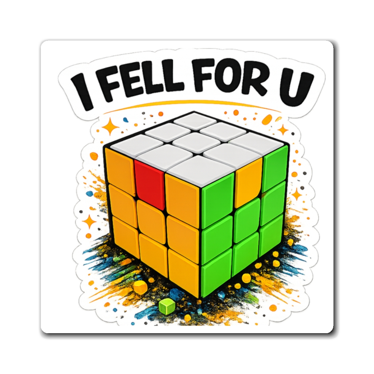 I Fell For U Rubik's Cube magnet