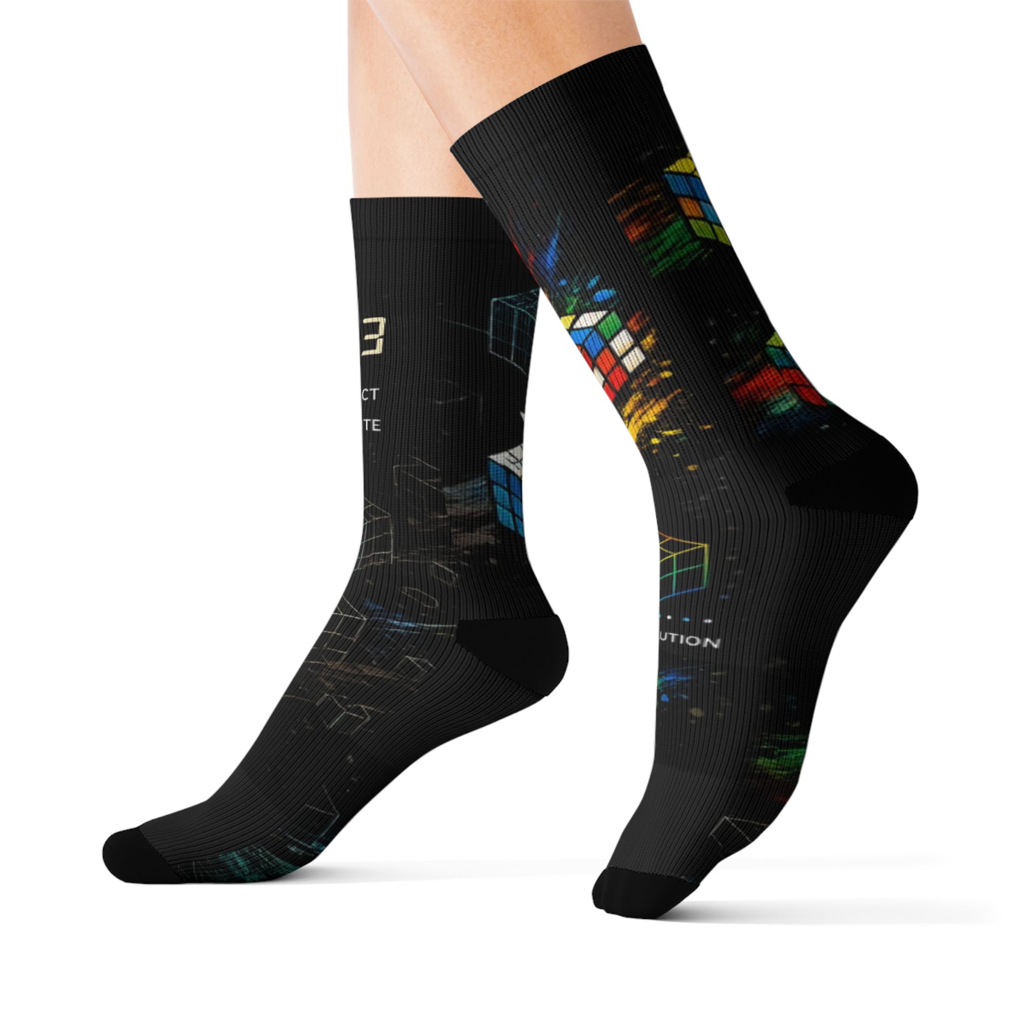Rubik's Cube socks with colorful cube sublimation print
